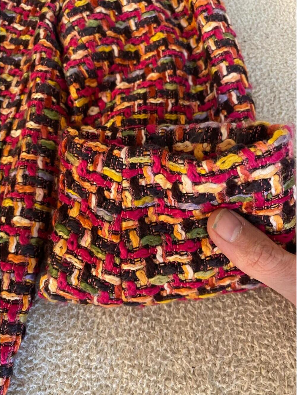 Chico's Chunky Woven Fabric Colorful Tweed Jacket Lined Zip Women's 12/14 L Boho - Picture 4 of 15